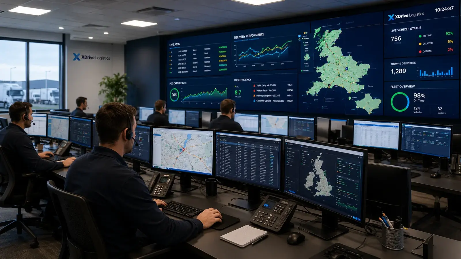 XDrive dispatch control room with live operations visibility